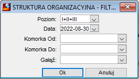 Struktura organizacyjna - filtrowanie do raportu Struktura organizacyjna - filtrowanie do raportu