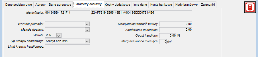 Okno Dostawcy - Zakładka Parametry dostawy Okno Dostawcy - Zakładka Parametry dostawy