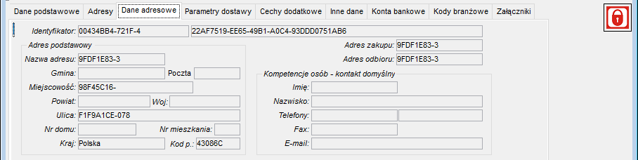 Okno Dostawcy - Zakładka Dane adresowe Okno Dostawcy - Zakładka Dane adresowe