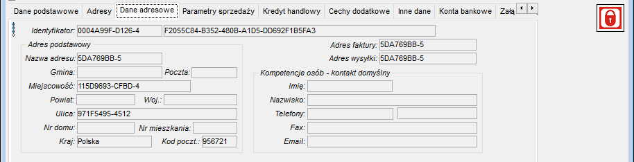 Okno Odbiorcy - Zakładka Dane adresowe Okno Odbiorcy - Zakładka Dane adresowe