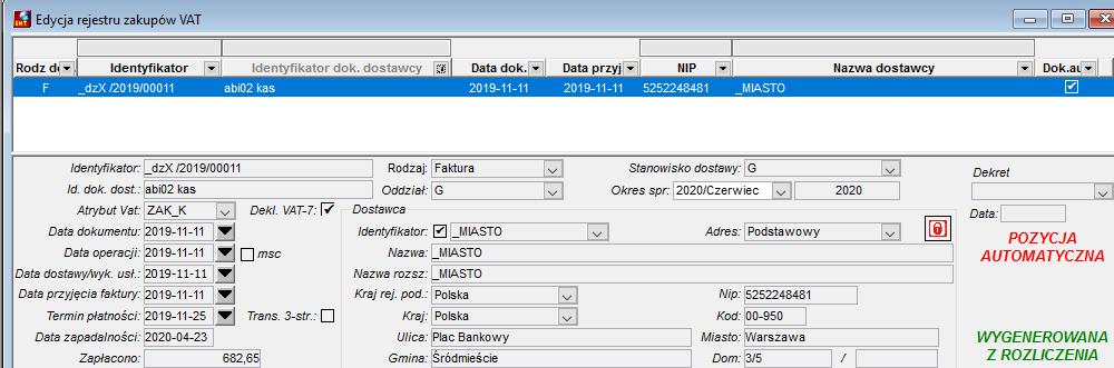 Edycja rejestru VAT Edycja rejestru VAT