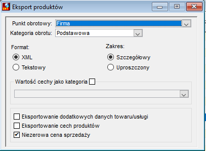 Produkty – eksport danych