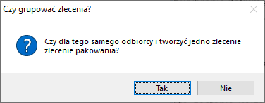 Generowanie zlecenia pakowania