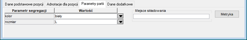 Parametry segregcji partii
