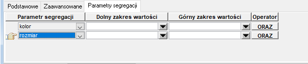 Filtr dokumentów magazynowych - zakładka Parametry segregacji Filtr dokumentów magazynowych - zakładka Parametry segregacji