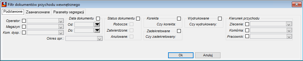 Filtr dokumentów PW Filtr dokumentów PW