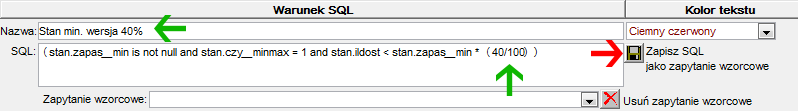 Okno definiowania parametrów wyświetlania