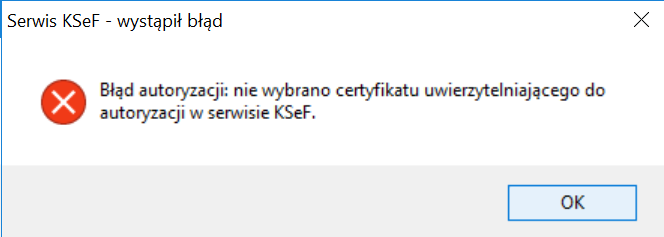 Błąd autoryzacji