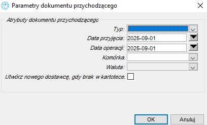 Parametry dokumentu przychodzacego