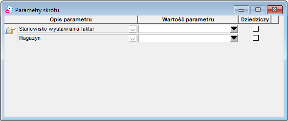 Wybór parametrów wywołania z pulpitu Wybór parametrów wywołania z pulpitu
