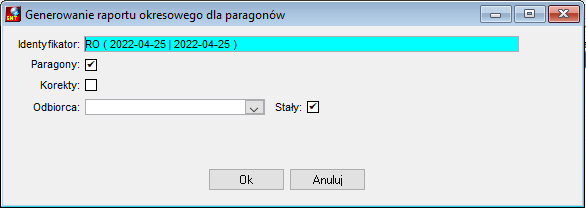 Generowanie raportu okresowego dla paragonów Generowanie raportu okresowego dla paragonów
