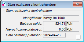 Stan rozliczeń z kontrahentem