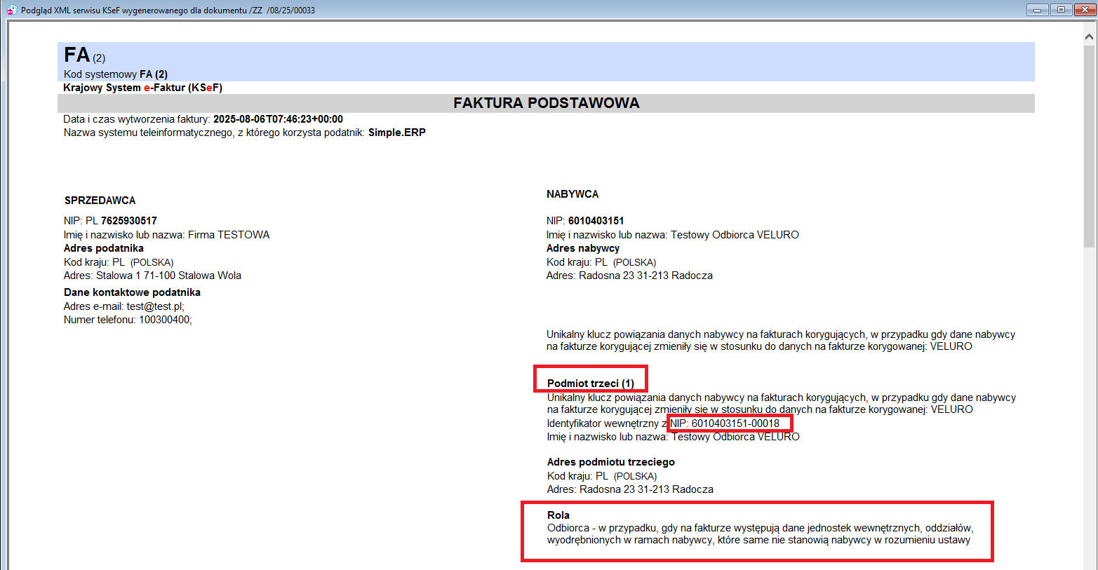 Odbiorca ma wybrany na fakturze adres ze zdefiniowanym IDWew Odbiorca ma wybrany na fakturze adres ze zdefiniowanym IDWew