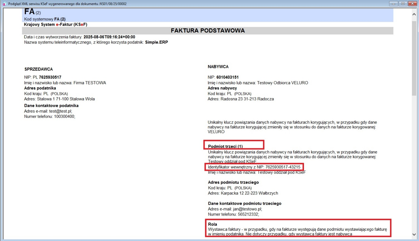 Wybrane na fakturze stanowisko sprzedaży ma wskazany oddział ze zdefiniowanym IDWew Wybrane na fakturze stanowisko sprzedaży ma wskazany oddział ze zdefiniowanym IDWew