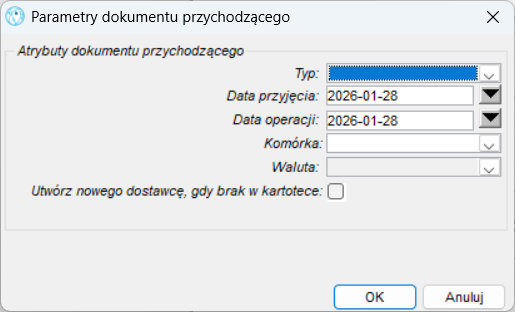 Atrybuty dokumentu przychodzącego