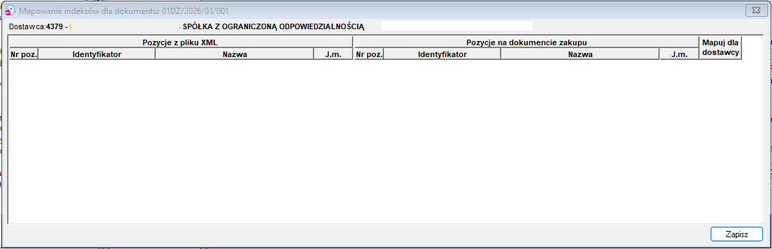 Mapowanie indeksów KSeF Mapowanie indeksów KSeF