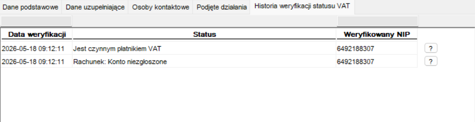 Historia weryfikacji statusu VAT