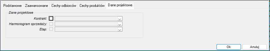 Filtr wg Danych projektowych Filtr wg Danych projektowych