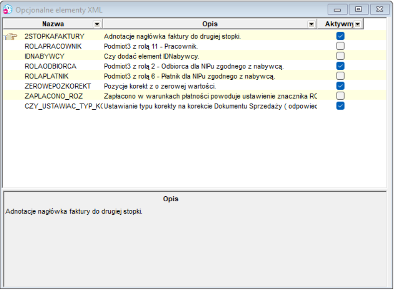 Opcjonalne elementy XML Opcjonalne elementy XML