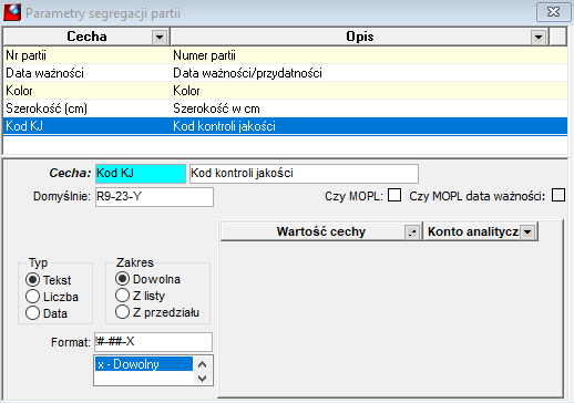 Przykład definicji parametru z określeniem formatu Przykład definicji parametru z określeniem formatu
