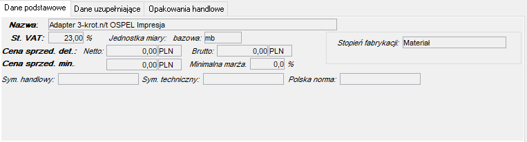 Zakładka Dane podstawowe Zakładka Dane podstawowe