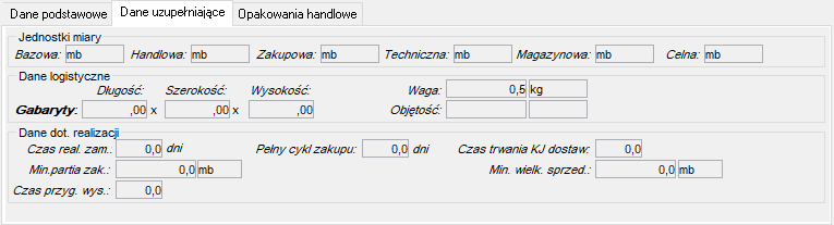 Zakładka Dane uzupełniające Zakładka Dane uzupełniające