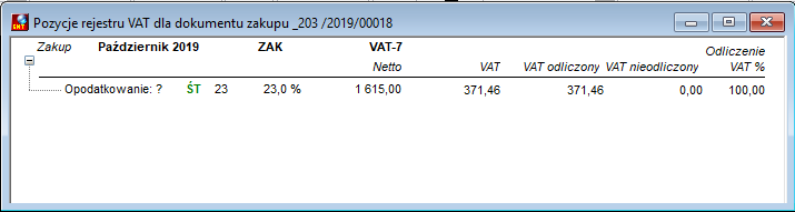 Pozycje rejestru VAT