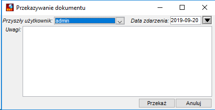 Okno Przekazywanie dokumentu Okno Przekazywanie dokumentu