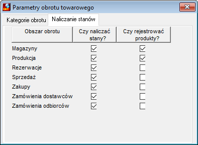 Zakładka Naliczanie stanów