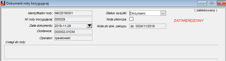 Status dokumentu i status wysyłki