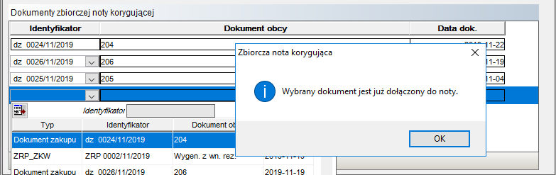 Zbiorcza nota korygująca