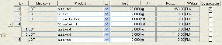 Dokument rozchodu wewnętrznego – lista pozycji dokumentu Dokument rozchodu wewnętrznego – lista pozycji dokumentu