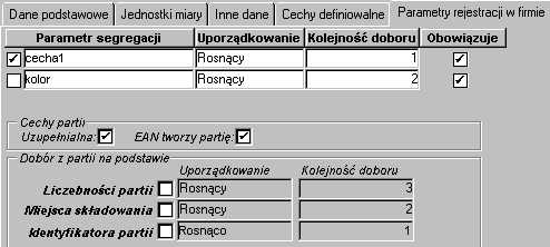 Rysunek. Produkty - Zakładka Parametry rejestracji w firmie.