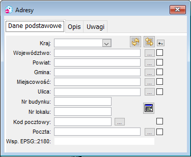 Okno Adresy