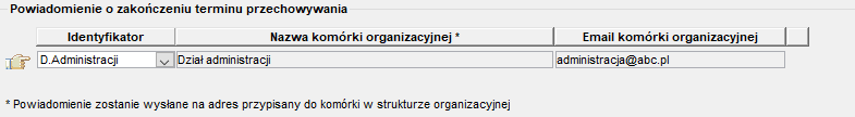 Powiadomienia o zakończeniu terminu przechowywania Powiadomienia o zakończeniu terminu przechowywania