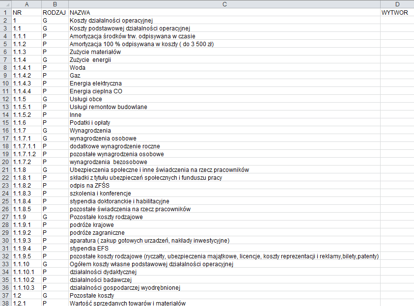 Definicja pliku w formacie Excel Definicja pliku w formacie Excel