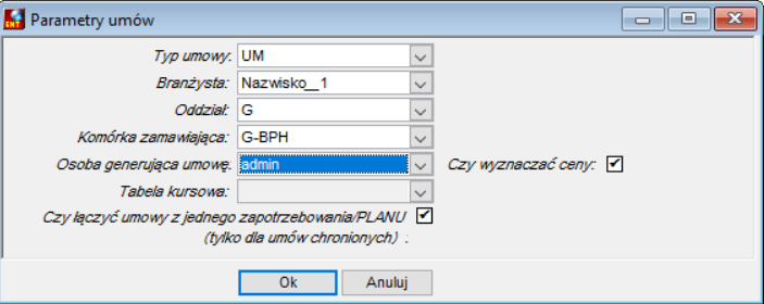 Okno Budżet przychodów