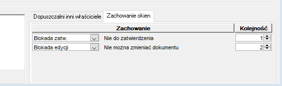 Zakładka Zachowanie okien Zakładka Zachowanie okien