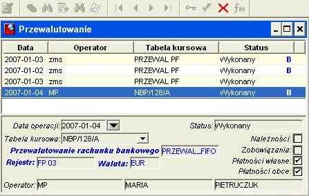 Okno Przewalutowania