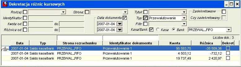 Dekretacja różnic kursowych