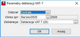 Parametry deklaracji VAT Parametry deklaracji VAT