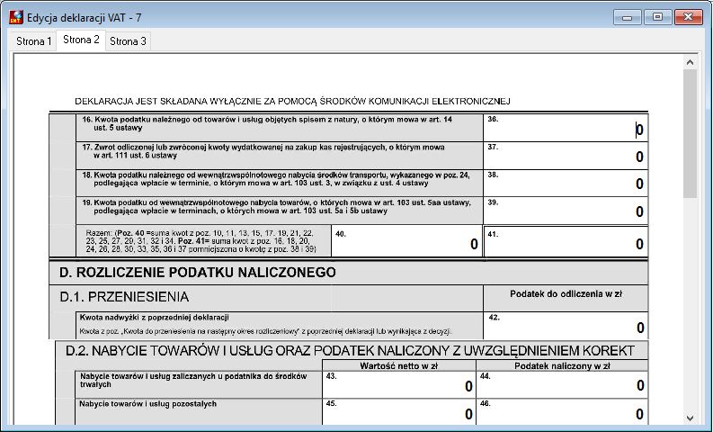 Edycja deklaracji VAT-7 Edycja deklaracji VAT-7