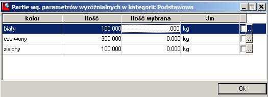 Parametry partii Parametry partii