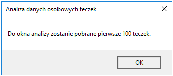 Komunikat o ilości teczek pobranych do analizy Komunikat o ilości teczek pobranych do analizy
