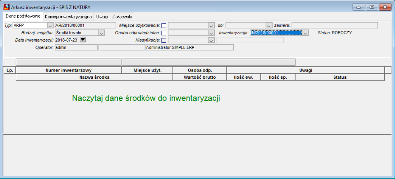 Lista inwentaryzacji – Spis z natury Lista inwentaryzacji – Spis z natury