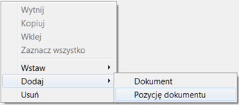 Dodawanie pozycji dokumentu Dodawanie pozycji dokumentu