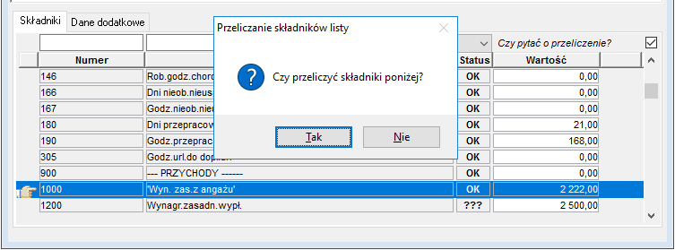 Przeliczanie składników na liście płac poniżej zmienionego Przeliczanie składników na liście płac poniżej zmienionego