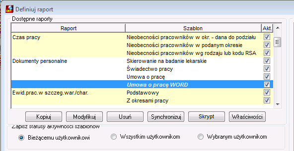 Tworzenie kopii raportu w ERP