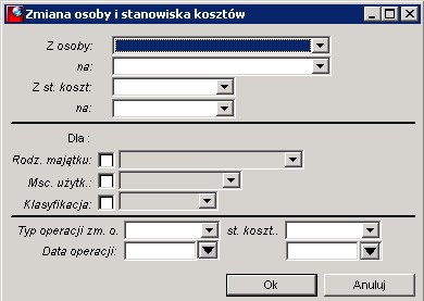 Zmiana osoby i stanowiska kosztów Zmiana osoby i stanowiska kosztów