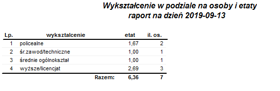 Przykładowy raport Wykształcenie w podziale na osoby i etaty Przykładowy raport Wykształcenie w podziale na osoby i etaty